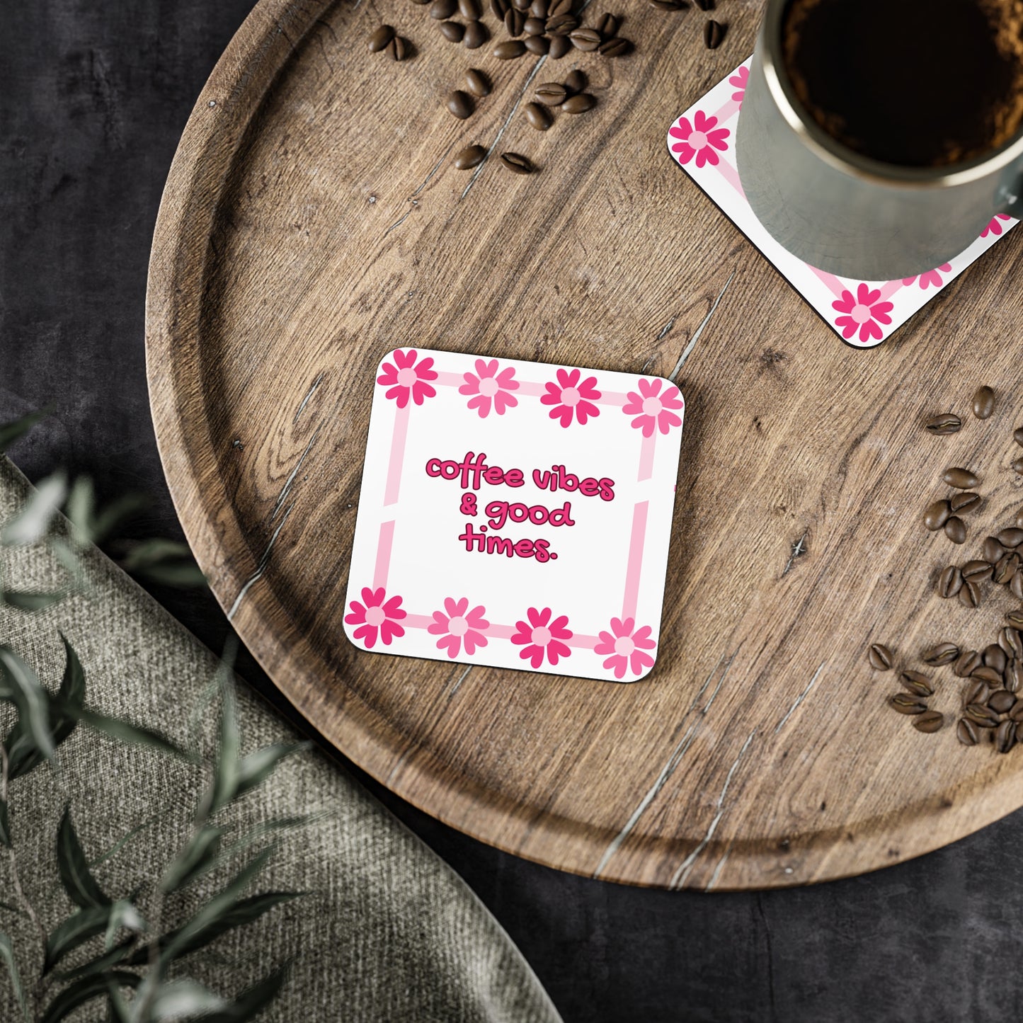 Coffee Vibes Coasters - Fun Floral Drink Accessories